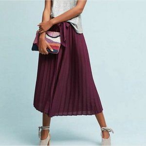 Feather Bone by Anthro Size L Plum Purple Carin Pleated Wide Leg Cropped Pants